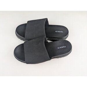 Torrid Wide Black Stretch Chunky Platform Slip On Slide Sandals Women's 11